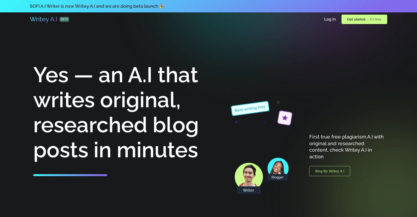  Create content faster with A.I. - Writey A.I. for