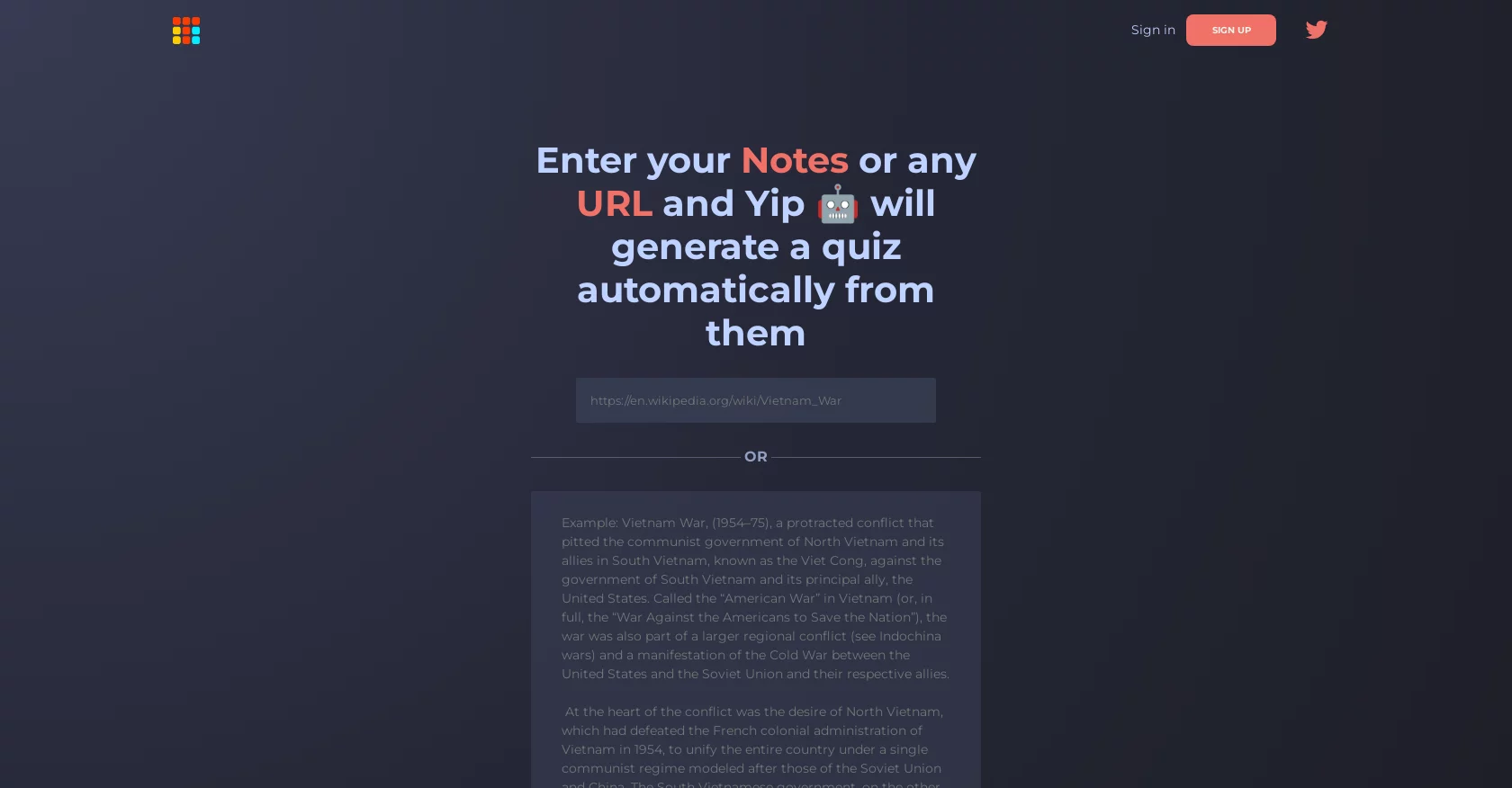  Generate questions from notes with Yip