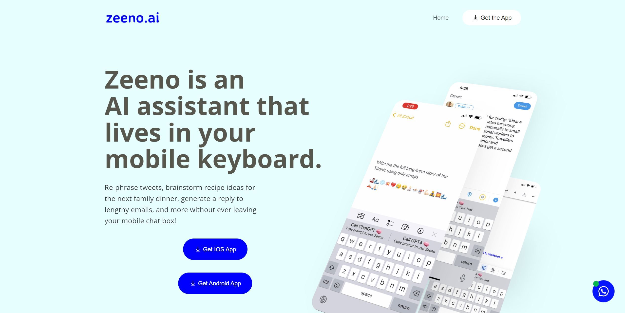  Mobile assistant for typing and ideation.