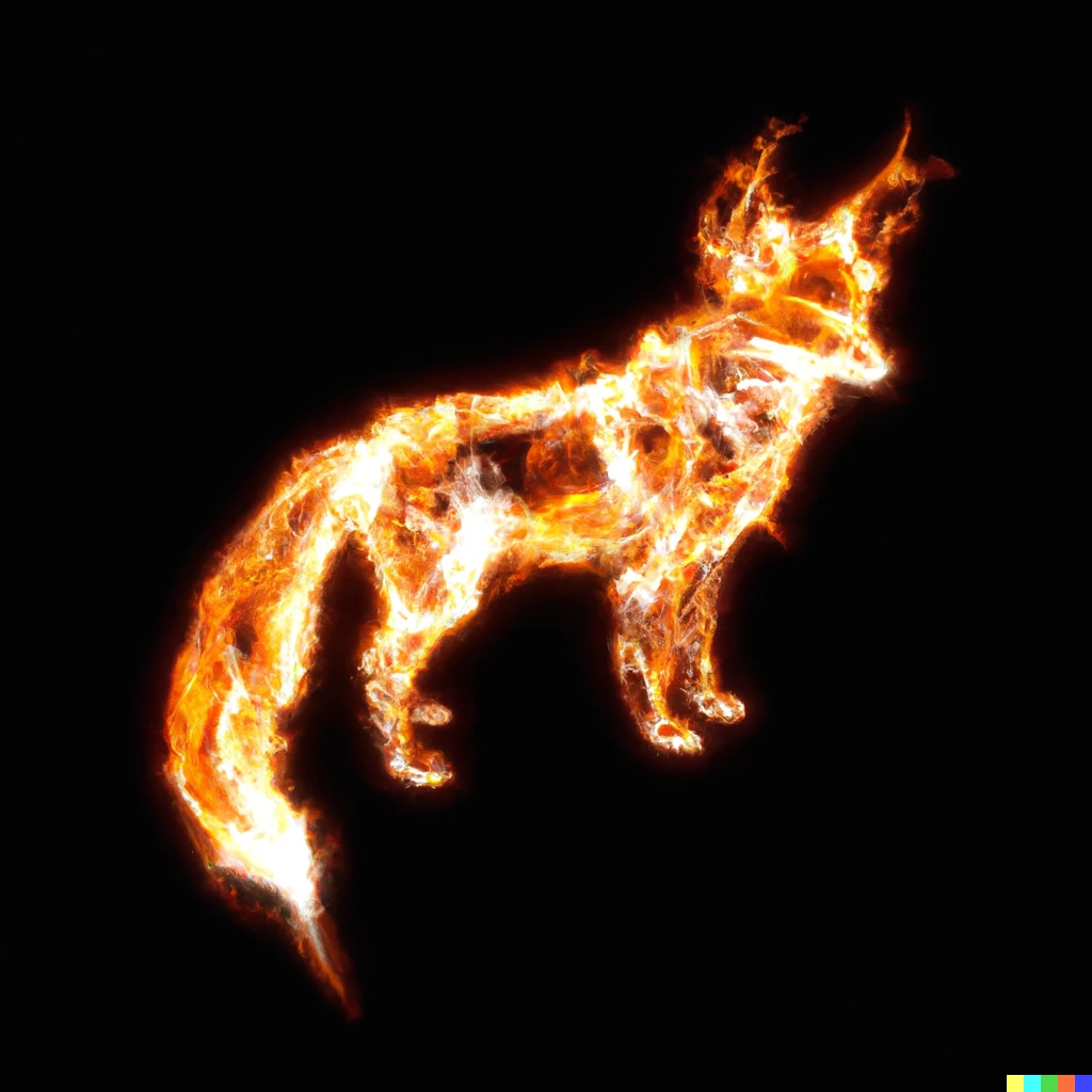  An artistic render of a fox made of fire 