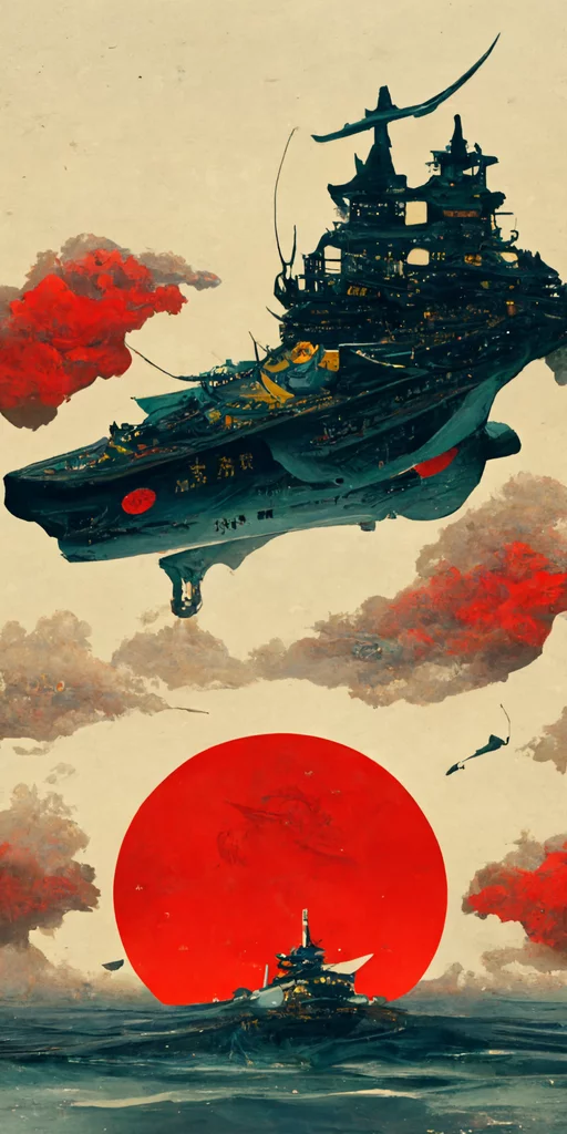  space battleship yamato:: ukiyo-e:: --wallpaper