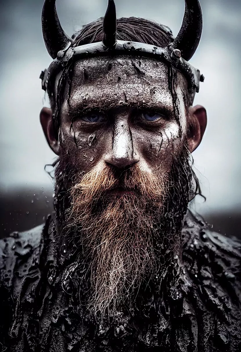  Close-up of Viking King emerging from wet black